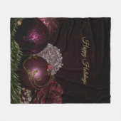 Couverture Polaire Christmas Party Pink Ornaments Green Leaves Black (Devant (Horizontal))