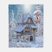 Couverture Polaire Christmas Party Winter White Snowman Blue Rustic (Devant)