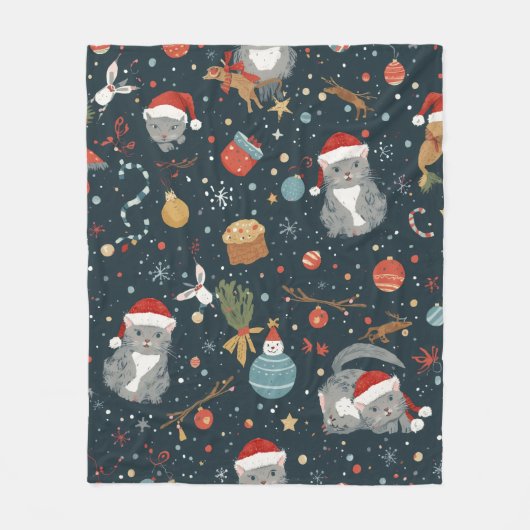Couverture Polaire christmas Pattern Cats (Devant)