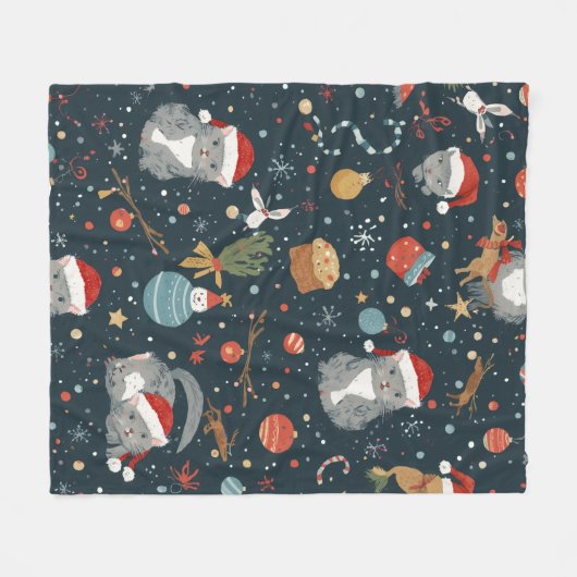 Couverture Polaire christmas Pattern Cats (Devant (Horizontal))