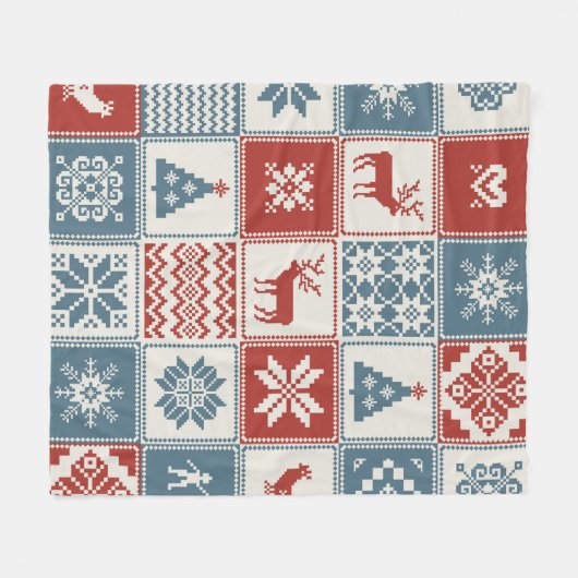 Couverture Polaire Christmas pattern in patchwork style. Traditional  (Devant (Horizontal))