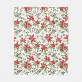 Couverture Polaire Christmas Poinsettia in Red and White (Devant)