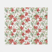 Couverture Polaire Christmas Poinsettia in Red and White (Devant (Horizontal))