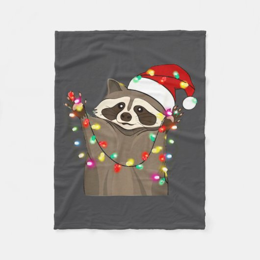 Couverture Polaire Christmas Racoon Swea,funny Christmas Lights Racco (Devant)
