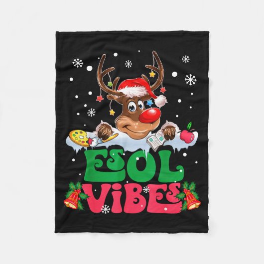 Couverture Polaire Christmas Reindeer Santa Esol Vibes Funny Teacher  (Devant)
