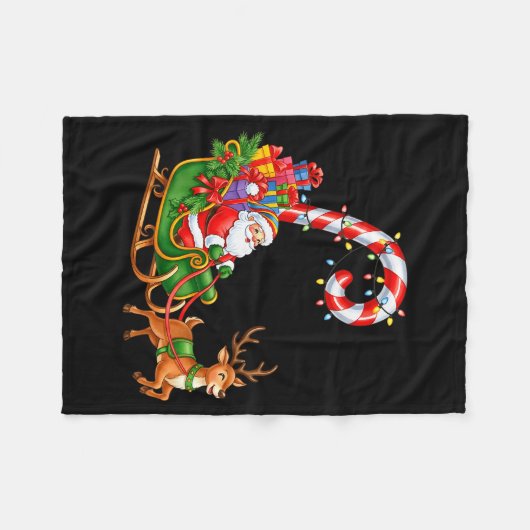 Couverture Polaire Christmas Santa Claus Riding Reindeer Lights Men W (Devant (Horizontal))