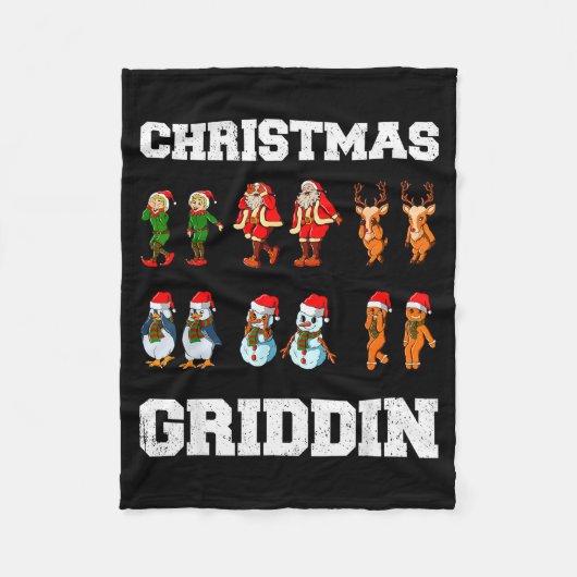 Couverture Polaire Christmas Santa Claus Snowman Reindeer Griddy Grid (Devant)