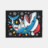 Couverture Polaire Christmas Shark Santa Hat Wrapped Lights Holiday S (Devant (Horizontal))