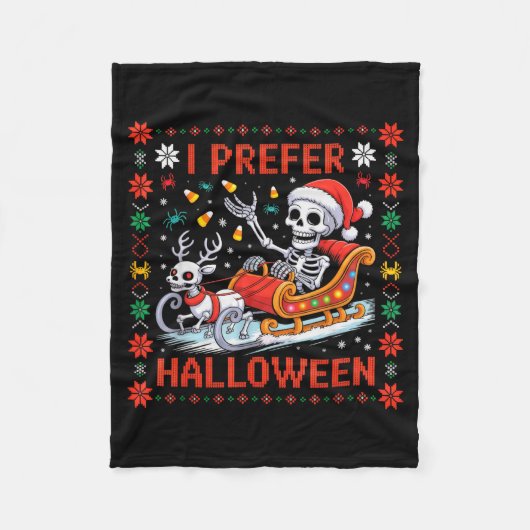 Couverture Polaire Christmas Skeleton I Prefer Halloween Ugly Christm (Devant)