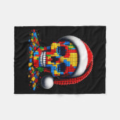 Couverture Polaire Christmas Skull Santa Hat Block Bricks Master Buil (Devant (Horizontal))