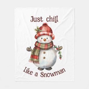 Couverture Polaire Christmas Snowman Just Chill Citation amusante Aqu