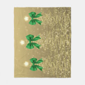 Couverture Polaire Christmas Sparkling Trees Gold Faux Green Bow  (Devant)