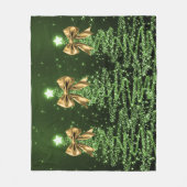 Couverture Polaire Christmas Sparkling Trees Green Faux Gold Bow  (Devant)