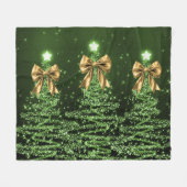 Couverture Polaire Christmas Sparkling Trees Green Faux Gold Bow  (Devant (Horizontal))