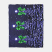 Couverture Polaire Christmas Sparkling Trees Navy Blue Green Bow  (Devant)