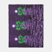 Couverture Polaire Christmas Sparkling Trees Purple Faux Green Bow  (Devant)