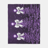 Couverture Polaire Christmas Sparkling Trees Purple Faux Silver Bow (Devant)