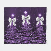 Couverture Polaire Christmas Sparkling Trees Purple Faux Silver Bow (Devant (Horizontal))