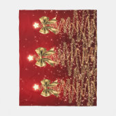 Couverture Polaire Christmas Sparkling Trees Red Gold Faux Bow  (Devant)
