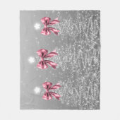 Couverture Polaire Christmas Sparkling Trees Silver Faux Pink Bow (Devant)