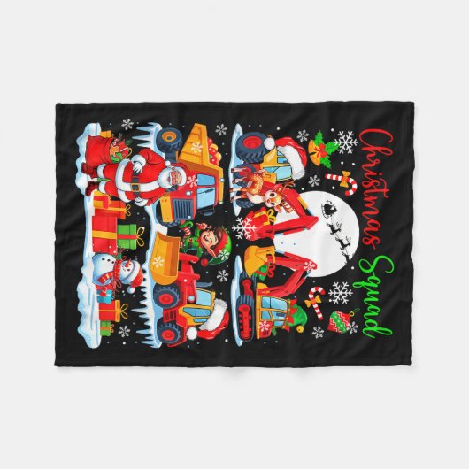 Couverture Polaire Christmas Squad Construction Trucks Excavators San (Devant (Horizontal))