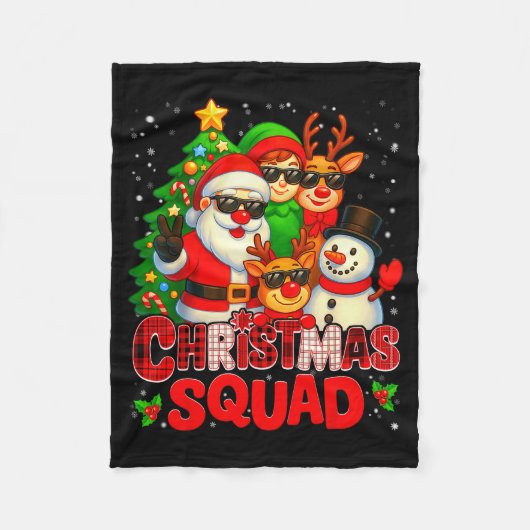 Couverture Polaire Christmas Squad Plaid Santa Snowman Elf Rudolph Xm (Devant)