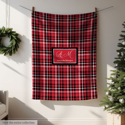 Couverture Polaire Christmas Throw Blanket Red Black Tartan Style