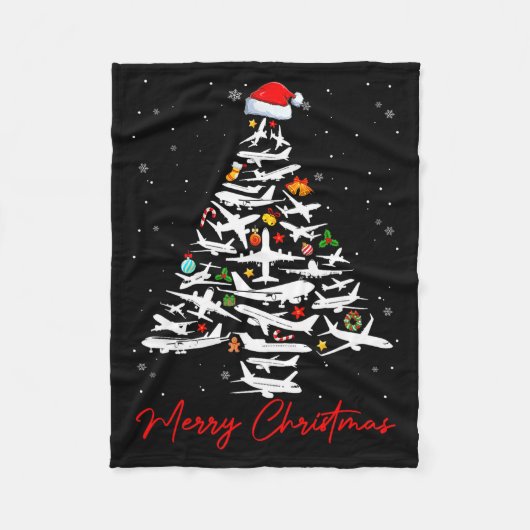Couverture Polaire Christmas Tree Airplanes Lots Merry Christmas Men  (Devant)