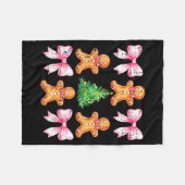 Couverture Polaire Christmas Tree Gingerbread Man Bow Pattern Xmas Gi (Devant (Horizontal))