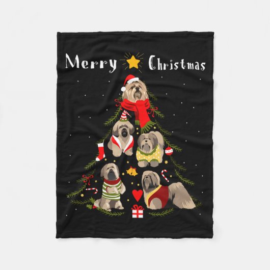Couverture Polaire Christmas Tree Lhasa Apso Lover Xmas Dog Owner New (Devant)
