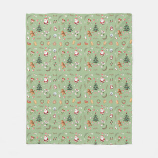 Couverture Polaire Christmas Tree Santa cute character holiday design