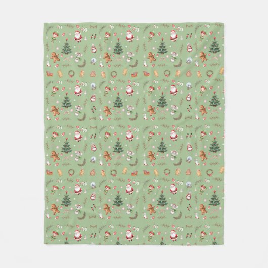 Couverture Polaire Christmas Tree Santa cute character holiday design (Devant)