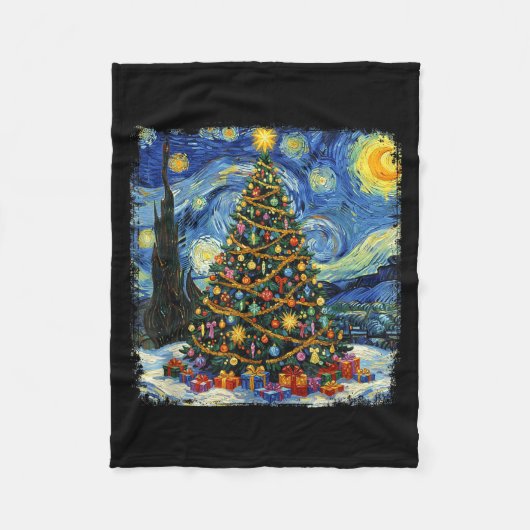 Couverture Polaire Christmas Tree Van Gogh Starry Night Christmas 202 (Devant)