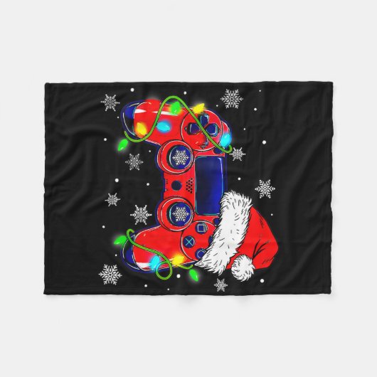 Couverture Polaire Christmas Video Game Controller Santa Hat Gamer Bo (Devant (Horizontal))