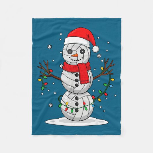 Couverture Polaire Christmas Volleyball Snowman Santa Hat Funny Holid (Devant)