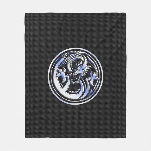 Couverture Polaire Chrome Dragon Crest en fibre de carbone Impression (Devant)