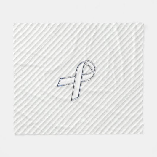 Couverture Polaire Chrome White Ribbon Sensibilisation dans les bande (Devant (Horizontal))