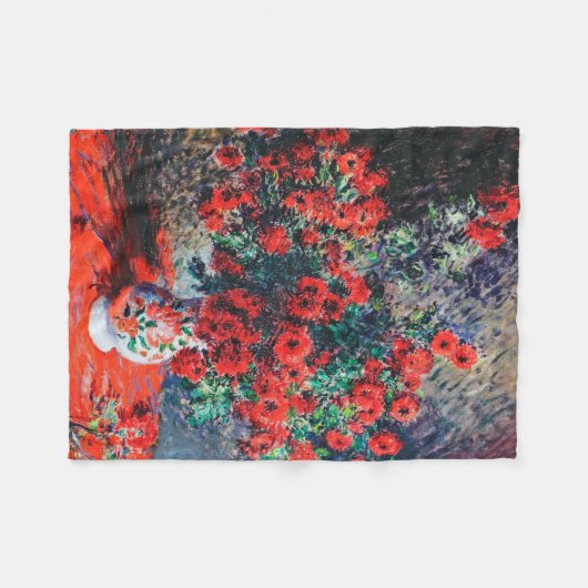 Couverture Polaire Chrysanthème rouge, Monet (Devant (Horizontal))