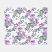 Couverture Polaire Chrysanthèmes lilas , aquarelle (Devant (Horizontal))