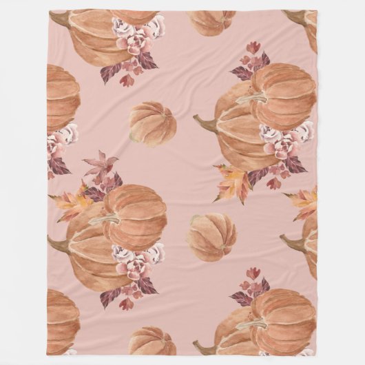 Couverture Polaire Chute de Citrouilles d'aquarelle (Devant)