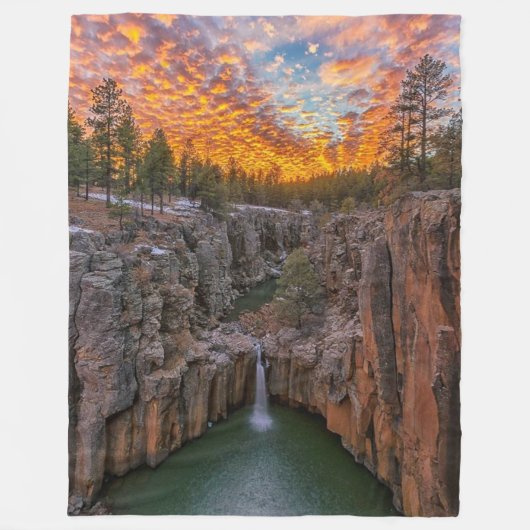 Couverture Polaire CHUTE D'EAU à SUNSET Fleece Blanche (Devant)