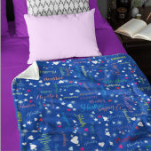 Couverture Polaire Ciel bleu Cobalt plein de noms, de coeurs et d'éto