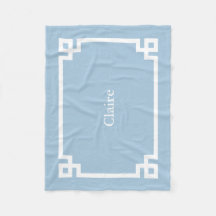 Ciel Bleu et Clé Grecque Monogramme Blanc