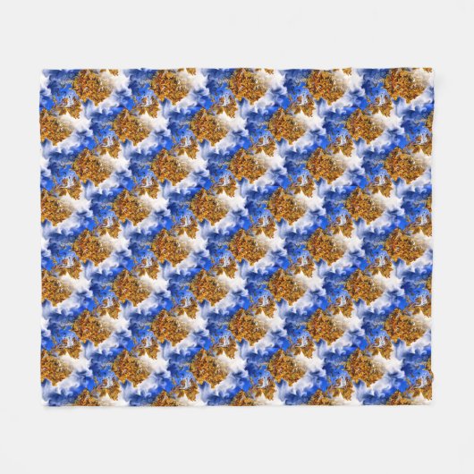 Couverture Polaire Ciel Bleu Et Nuages Motif D'Art Abstrait (Devant (Horizontal))