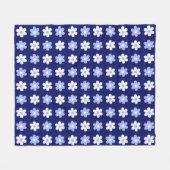 Couverture Polaire Ciel Bleu & Fleurs Blanches sur Bleu Nuit (Devant (Horizontal))
