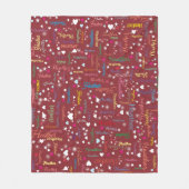 Couverture Polaire Ciel de Bourgogne rétro plein de noms, de coeurs e (Devant)