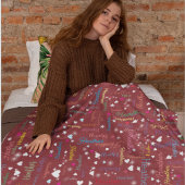 Couverture Polaire Ciel de Bourgogne rétro plein de noms, de coeurs e