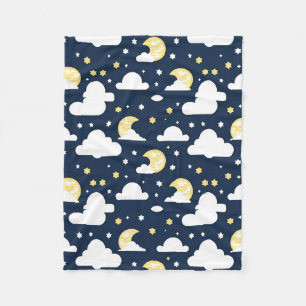 Couverture Polaire Ciel nocturne avec étoiles, lune et nuages