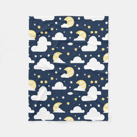 Couverture Polaire Ciel nocturne avec étoiles, lune et nuages (Devant)