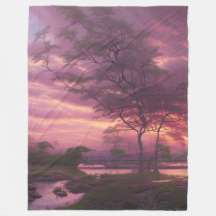 Couverture Polaire Ciel nuageux rose